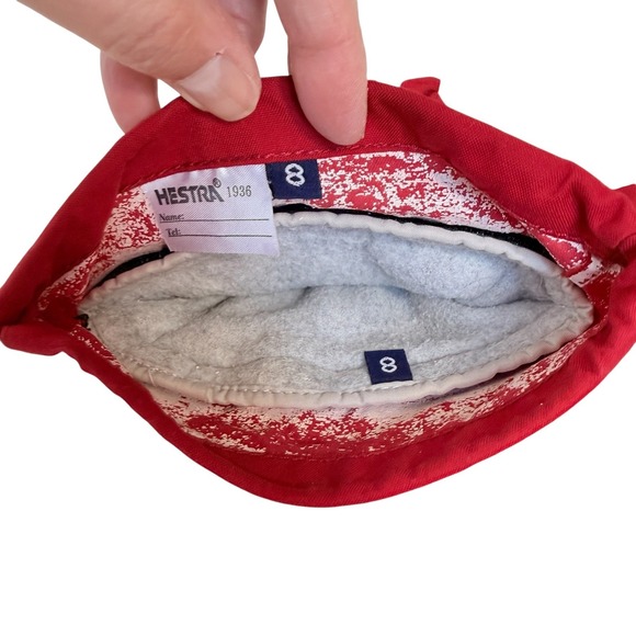 Hestra Army Leather Heli Ski Gloves Unisex Size 8 Red White Winter Snow Gorpcore - Picture 3 of 16